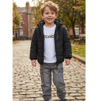J15563: Boys Bench Hooded Puffa Coat, Top & Cargo Jean Outfit (2-6 Years)